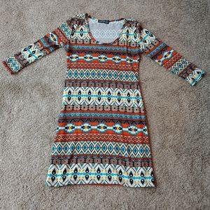Aztec print French Atmoshere stretch dress